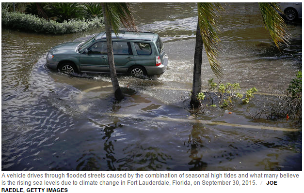 Rising Sea Levels Climate Change Global Warming in Fort Lauderdale Florida September 30 2015.